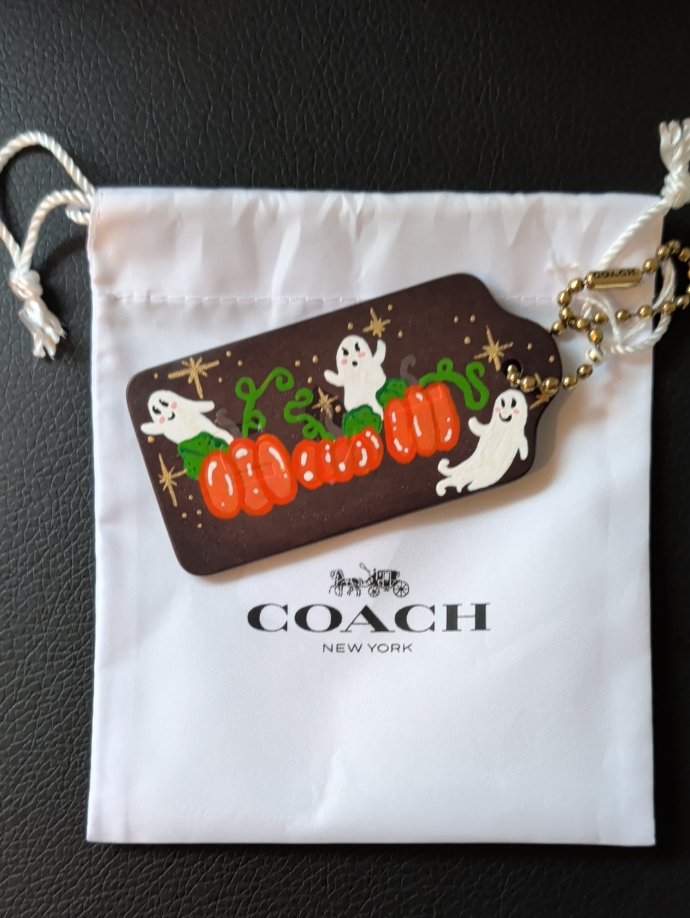 COACH Hand Painted Halloween Hang Tag (Large) Maple/Gold